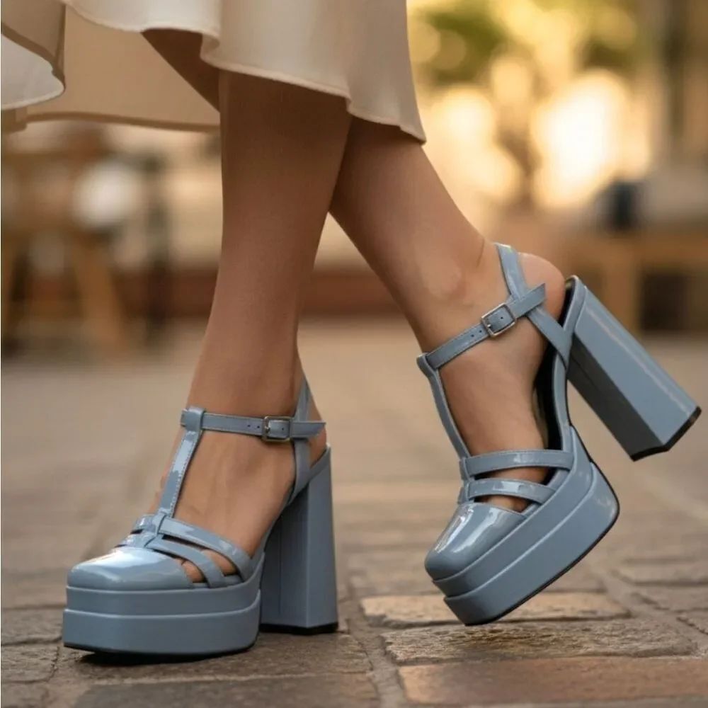 Stylish Blue Platform Heels